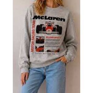 Hollister McLaren Formula 1 Racing Team Graphic Sweatshirt Grey Small F1 Car